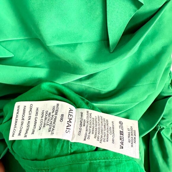 ALEMAIS Doria Ruffle-neck Crossover-back Mini Dress in Green Size US 2 - Picture 9 of 14